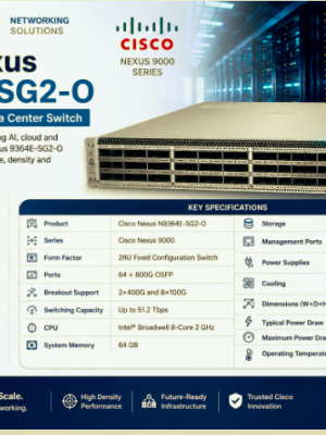 Cisco NEXUS 9300 64X 800G OSFP SWITCH N9364E-SG2-O
