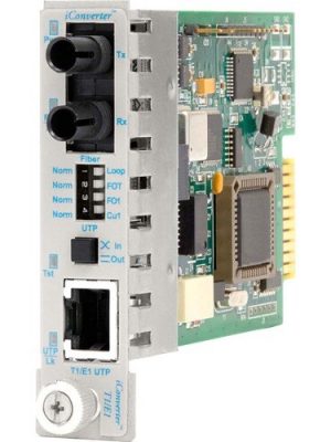 1X T1/E1 RJ45/RJ48 COPPER FIBER ICONVERTER ST SM 1310NM 30KM MODULE