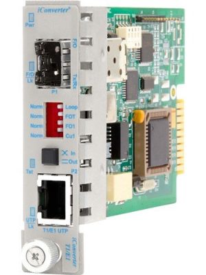 1X T1/E1 RJ45/RJ48 COPPER FIBER ICONVERTER TO COPPER TO SFP