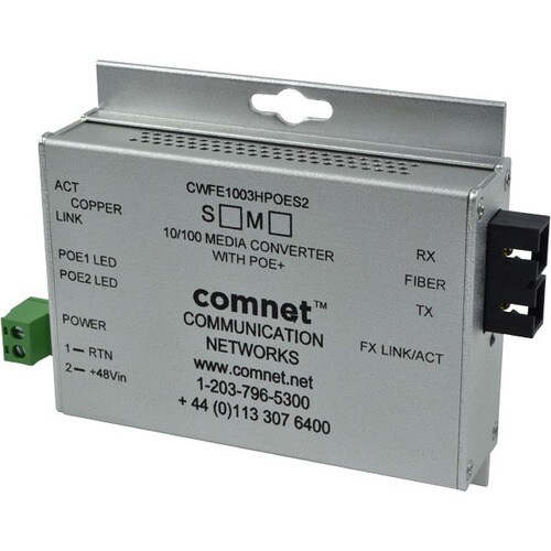 COMMERCIAL 100MBPS MEDIA CONVTR ST MM 1 FBR INBIN POE PS INCL 60W