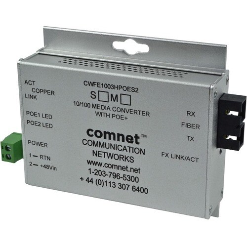 COMMERCIAL 100MBPS MEDIA CONVTR ST MM 1 FBR INAIN POE PS INCL 60W
