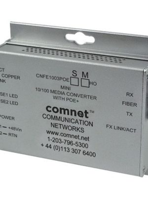 HARDENED 100MBPS MEDIA CONVERTER SM 2 FIBER 48V POE PS 30W