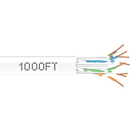 1000FT CAT6A 650MHZ SOLID BULK CABLE UTP CMP WHITE