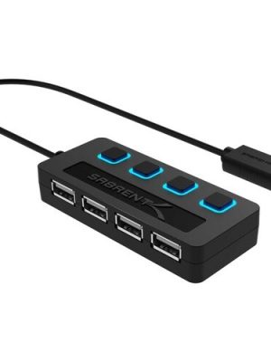 100PK 4PORT HB-UMLS USB 2.0 HUB POWER SWITCHES BLACK