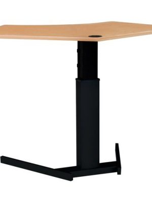 TRAPEZ MELAMINE BEECH VENEER TABLETOP WITH STEEL FRAME BLACK
