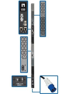 PDU 3PHASE MONITORED 14.5KW 200/208/240V 42 C13 6 C19 IEC-309