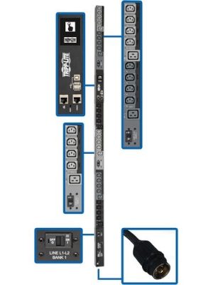 PDU 3PHASE SWITCHED 14.5KW 200/208/240V 24 C13 6 C19 CS8365C