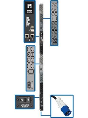 PDU 3PHASE MONITORED 14.5KW 200/208/240V 42 C13 6 C19 60A 0URM
