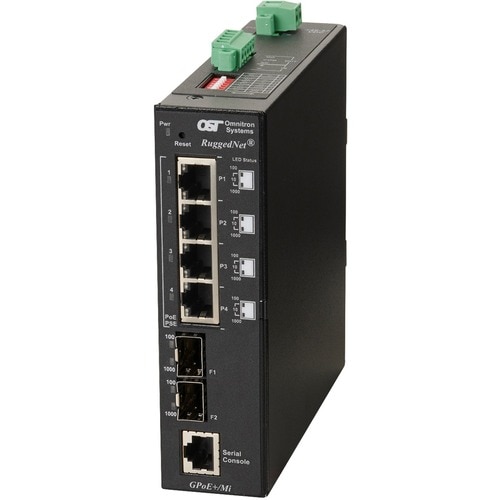 RUGGEDNET GPOE+/MI SFP EXT TEMP 4X 10/100/1000T - 2X 1000X SFP DC