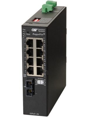 RUGGEDNET GPOE+/SI SC SM 1310NM 8X 10/100/1000T - 2X 1000X 12KM DC