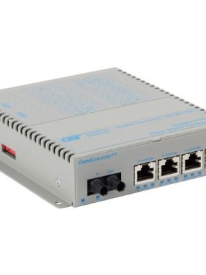 OMNICONVERTER GPOE+/SX 550M 4X 10/100/1000T - 1000X ST MM DC