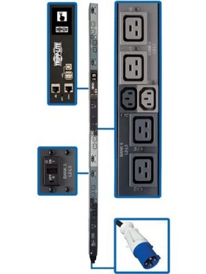 PDU 3-PHASE MONITORED 16.2KW 208/240V 60A 12 C19 6 C13 BLUE 0U