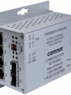 6 PORT GB E NET MEDIA CONVERT 2 SFP FX 4TX W/60W POE+ 2 CONTACTS
