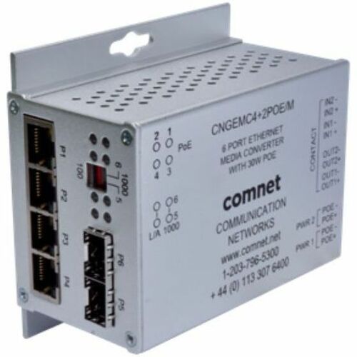 6 PORT GB E NET MEDIA CONVERT 2 SFP FX 4TX W/60W POE+ 2 CONTACTS