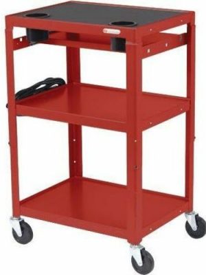MOBILE INSTRUCTOR CART CABINET 6OUT ELECTRICAL RED