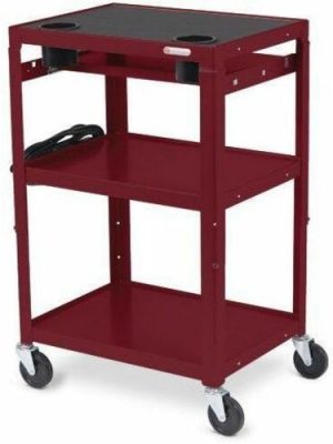MOBILE INSTRUCTOR CART CABINET 6OUT ELECTRICAL MAROON