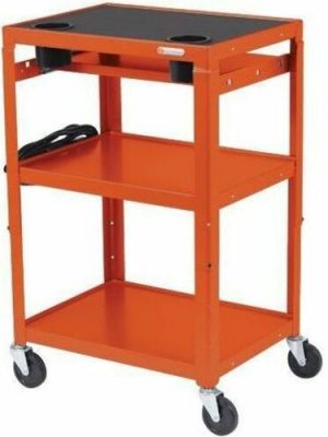MOBILE INSTRUCTOR CART CABINET 6OUT ELECTRICAL TANGERINE