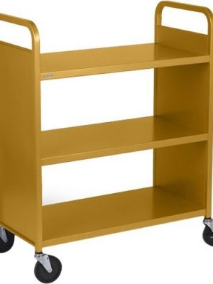 BKTRK DOUBLE-SIDE 3 FLAT SHELVE 5IN CASTERS CHAMPAGNE PAINT