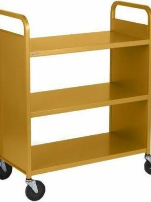 BKTRK DOUBLE-SIDE 3 FLAT SHELVE 5IN CASTERS MUSTARD PAINT