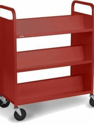 DURO SERIES BKTRK 3 SLANTED SHELVE 5IN CASTERS MAROON PAINT