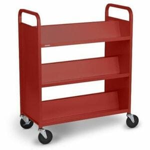 DURO SERIES BKTRK 3 SLANTED SHELVE 5IN CASTERS RED PAINT