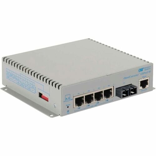 GIGABIT 60W POE MEDIA CONVERTER 4X 10/100/1000T TO SC SM 12KM US AC