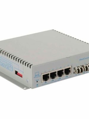 GIGABIT 60W POE MEDIA CONVERTER 4X 10/100/1000T TO 2X LC MM 550M DC