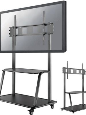 MOBILE FLAT SCREEN FLOOR STAND+TROLLEY BOX 1/2 BLACK