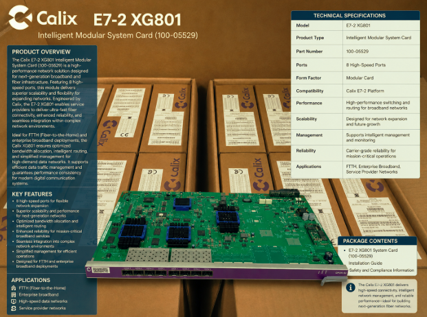 Calix E7-2 XG801 Intelligent Modular System Card 8 Ports - 100-05529